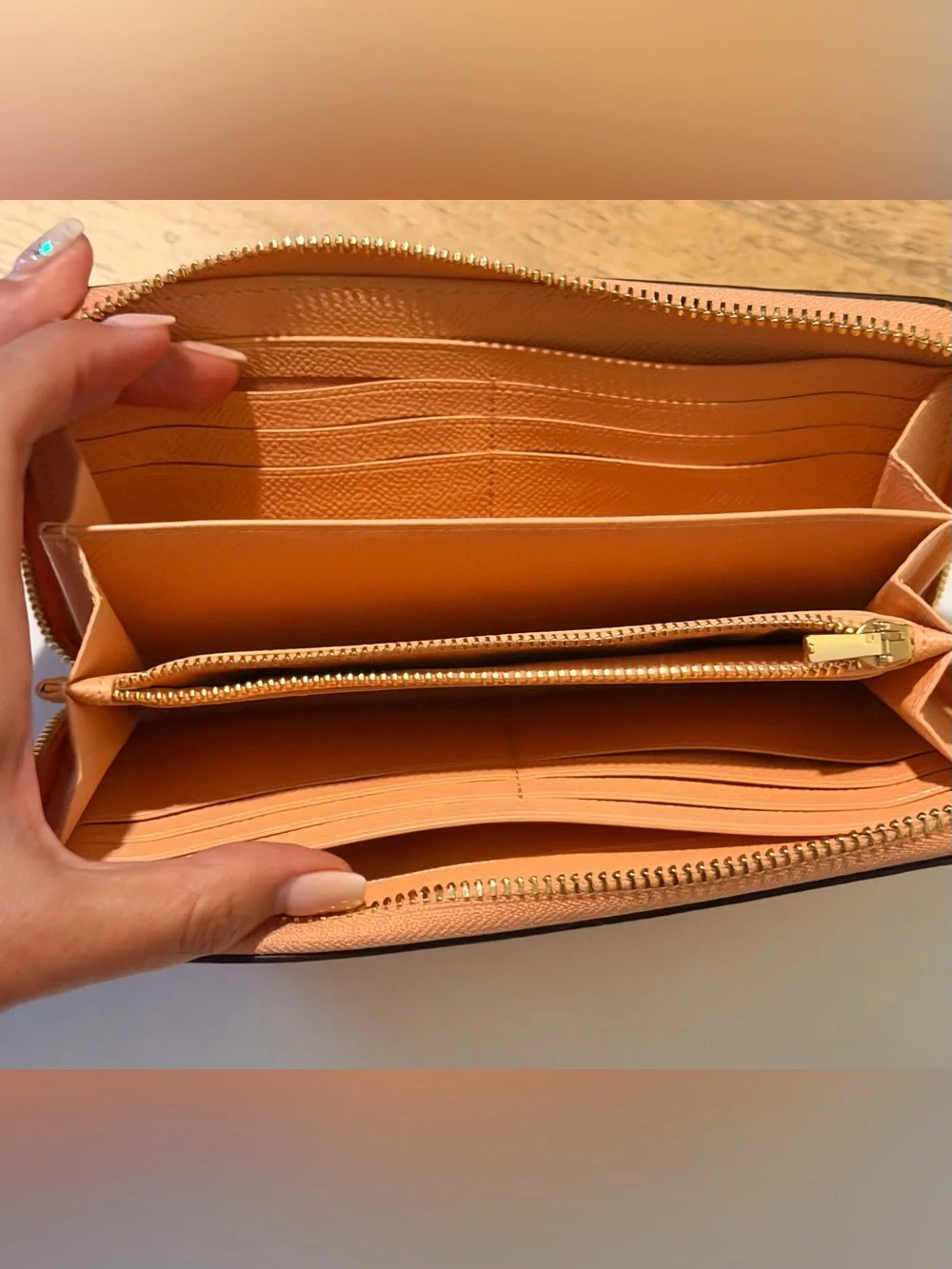 New Blush Coach Zip Around Wristlet Wallet - Picture 3 of 4